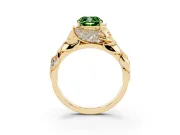 Cushion Cut Leaf Bypass Engagement Ring Setting for a Fancy Green Lab-Grown Diamond | Yellow Gold