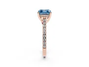 Asscher Cut Hidden Halo Pave Engagement Ring Setting for a Fancy Blue Lab-Grown Diamond | Claw Prongs | Rose Gold