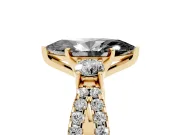 Marquise Three Stone Engagement Ring Setting for a Black Center | Pavé Split Shank | Yellow Gold