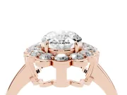 Oval Scalloped Cluster Halo Engagement Ring Setting | Plain Band | Rose Gold
