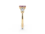 Emerald Cut 3-Stone Engagement Ring Setting for a Fancy Pink Lab-Grown Diamond | Yellow Gold