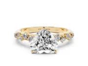 Heart Cut Diamond Cluster Solitaire Ring Set in Yellow gold with Prong Setting