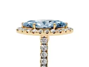 Marquise Halo Engagement Ring Setting for a Fancy Blue Lab-Grown Diamond | Pave Shoulders | Yellow Gold