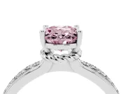 Oval Channel Set Engagement Ring Setting for a Fancy Pink Lab-Grown Diamond | Rope Collar | Sterling Silver