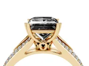 Princess Cut Split Shank Engagement Ring Setting for a Black Center | Pavé Band | Yellow Gold