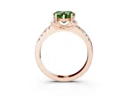 Heart-Shaped Side Stone Engagement Ring Setting for a Fancy Green Lab-Grown Diamond | Pave Band | Rose Gold