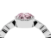 Fancy Pink Oval Cut Diamond Vintage-Inspired Milgrain Ring Set in Silver with Marquise Stations of Round Accents
