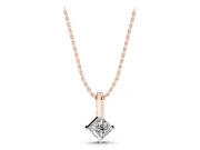 Princess Cut Lab-Grown Diamond Solitaire Pendant Necklace | Tall Bar Bail | Rose Gold
