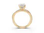 Asscher Cut Diamond Solitaire Twist Band Ring Set in Yellow gold with Pavé Setting and Prong Head