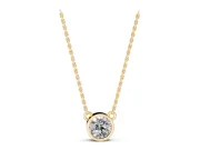 Round Lab-Grown Diamond Bezel Solitaire Pendant Necklace | Side Loop Bail | Yellow Gold
