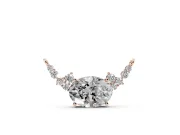 Oval Lab-Grown Diamond East-West Pendant Necklace | Round Accent Arcs | Rose Gold