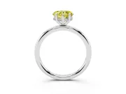 Fancy Yellow Heart Cut Diamond Solitaire Ring Set in Platinum with Thin Band and Prong Setting