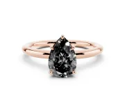Pear-Shaped Hidden Halo Engagement Ring Setting for a Black Center | Thin Plain Band | Rose Gold