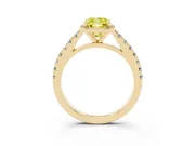 Cushion Cut Halo Pavé Engagement Ring Setting for a Fancy Yellow Lab-Grown Diamond | Yellow Gold