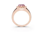 Heart-Shaped Pave Halo Engagement Ring Setting for a Fancy Pink Lab-Grown Diamond | Pave Band | Rose Gold