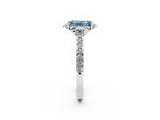 Emerald Cut Floral Engagement Ring Setting for a Fancy Blue Lab-Grown Diamond | Pavé Band | Platinum