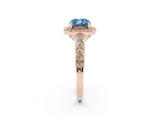 Cushion Cut Graduated Milgrain Halo Engagement Ring Setting for a Fancy Blue Lab-Grown Diamond | Rose Gold