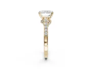 Radiant Cut Pavé Solitaire Engagement Ring Setting | Crossover Gallery | Yellow Gold