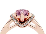 Radiant Cut Pavé Collar Engagement Ring Setting for a Fancy Pink Lab-Grown Diamond | Rose Gold