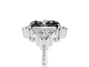 Fancy Black Radiant Cut Diamond Cluster Ring Set in Silver with Beaded Band
