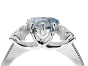 Heart-Shaped Three Stone Engagement Ring Setting for a Fancy Blue Lab-Grown Diamond | Tapered Band | Sterling Silver