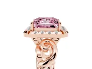 Princess Cut Filigree Halo Engagement Ring Setting for a Fancy Pink Lab-Grown Diamond | Rose Gold