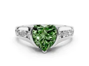 Heart-Shaped Half Bezel Engagement Ring Setting for a Fancy Green Lab-Grown Diamond | White Gold