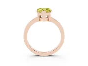 Fancy Yellow Heart Cut Diamond Solitaire Ring Set in Rose gold with Prong Head and Smooth Polished Band