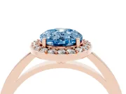 Oval Thin Halo Engagement Ring Setting for a Fancy Blue Lab-Grown Diamond | Plain Band | Rose Gold
