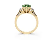 Heart-Shaped Hidden Halo Three Stone Engagement Ring Setting for a Fancy Green Lab-Grown Diamond | Yellow Gold
