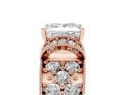 Princess Cut Vintage Milgrain Pave Engagement Ring Setting | Crescent Side Rows | Rose Gold