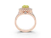 Oval Double Halo Split Shank Engagement Ring Setting for a Fancy Yellow Lab-Grown Diamond | Pave Strands | Rose Gold