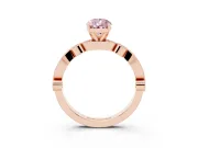 Fancy Pink Pear Cut Diamond Solitaire Engagement Ring Set in Rose gold with Milgrain Bezel Accent Band