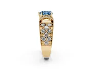 Heart-Shaped Vintage Pave Engagement Ring Setting for a Fancy Blue Lab-Grown Diamond | Milgrain Edges | Yellow Gold