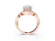 Princess Cut Diamond Solitaire Twist Band Pavé Engagement Ring Set in Rose gold