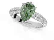 Pear-Shaped Domed Pavé Engagement Ring Setting for a Fancy Green Lab-Grown Diamond | Platinum