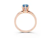 Fancy Blue Radiant Cut Diamond Solitaire Engagement Ring Set in Rose gold with Slim Tapered Solitaire Band