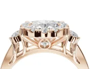Oval Halo Side Cluster Engagement Ring Setting | Graduated Channel Band | Rose Gold