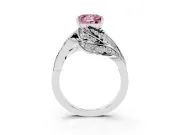 Princess Cut Bypass Hidden Halo Engagement Ring Setting for a Fancy Pink Lab-Grown Diamond | Graduated Pavé | White Gold