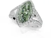 Marquise Halo Pavé Engagement Ring Setting for a Fancy Green Lab-Grown Diamond | Narrow Split Shank | White Gold