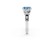 Fancy Blue Oval Cut Diamond Three-Stone Ring Set in Silver with Prong Setting and Classic Band