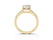Heart-Shaped Hidden Halo Solitaire Engagement Ring Setting | Shared Prong Band | Yellow Gold