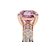 Princess Cut Three Row Pave Engagement Ring Setting for a Fancy Pink Lab-Grown Diamond | Rose Gold