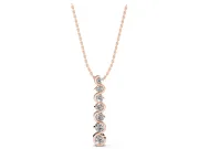 Round Lab-Grown Diamond Graduated Wave Wire Pendant Necklace | Prong Set | Rose Gold