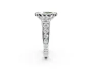 Oval Halo Engagement Ring Setting for a Fancy Green Lab-Grown Diamond | Graduated Channel Band | Sterling Silver