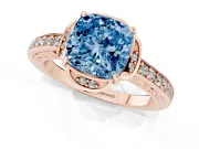 Cushion Cut Floral Pavé Engagement Ring Setting for a Fancy Blue Lab-Grown Diamond | Rose Gold