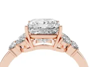 Princess Cut Petal Accent Engagement Ring Setting | Marquise and Round Sides | Rose Gold