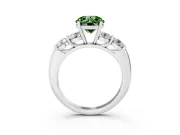 Round Five Stone Engagement Ring Setting for a Fancy Green Lab-Grown Diamond | Plain Band | Platinum
