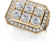 Round Lab-Grown Diamond Men's Cluster Ring | Octagonal Top | Yellow Gold