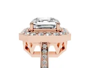 Asscher Cut Halo Engagement Ring Setting | Polished Halo Rim | Rose Gold
